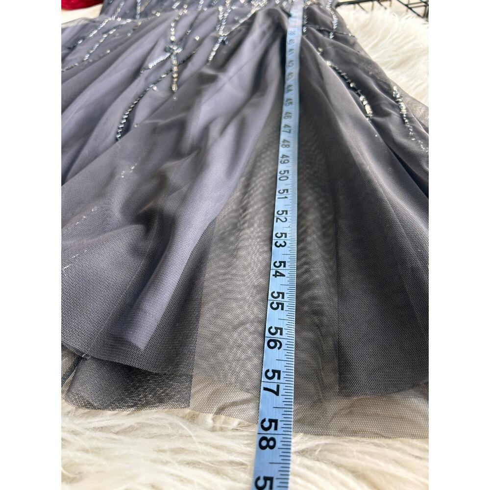 Adrianna Papell Women's Platinum Beaded Formal Gown Maxi Dress Dark Grey Size 18 - Picture 13 of 15